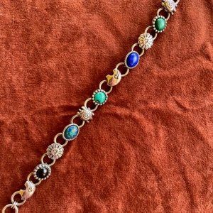 Southwest Style Sterling Silver Semiprecious Stone Bracelet